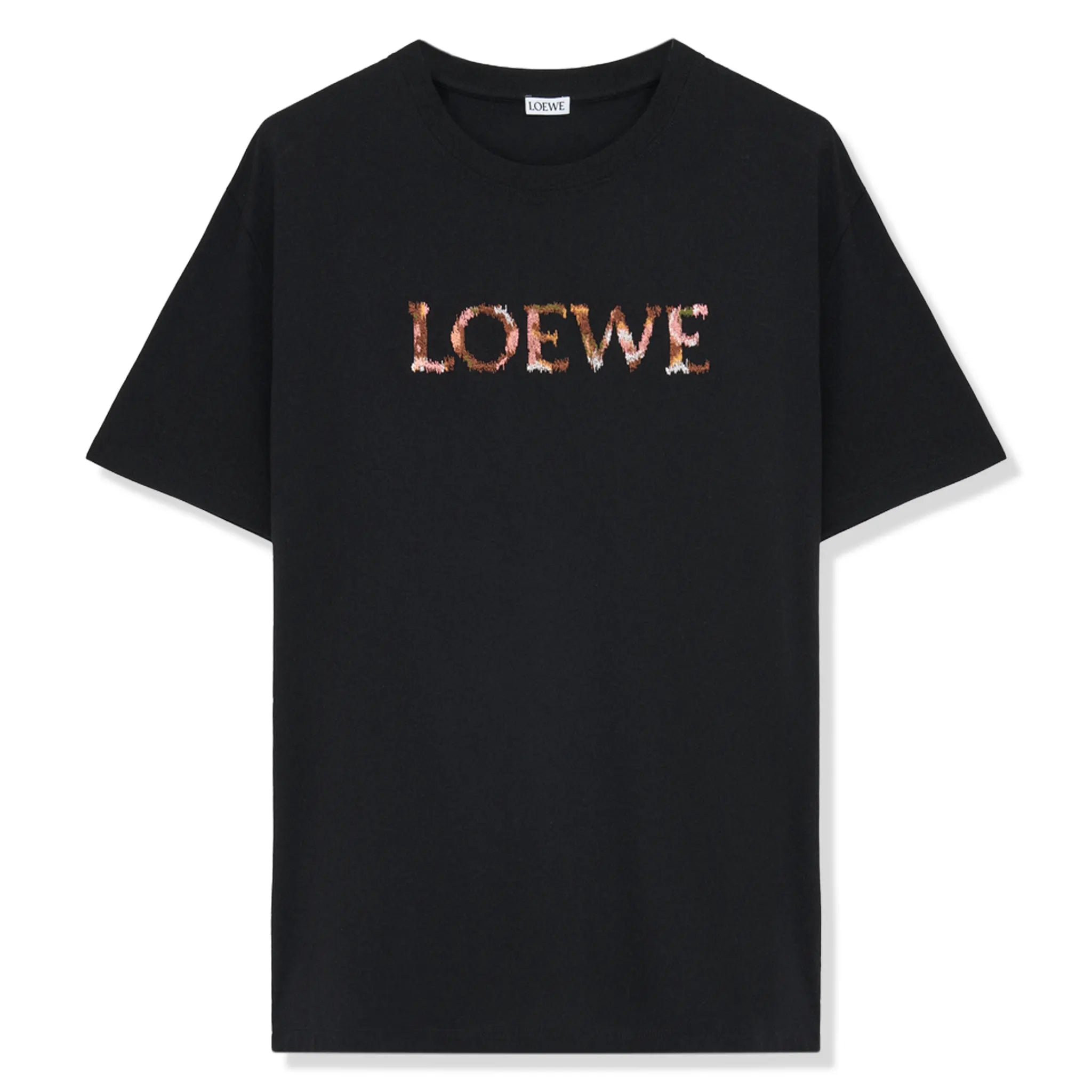 Front View of Loewe Relaxed Fit Cotton Black T Shirt H526Y22XCM-1100